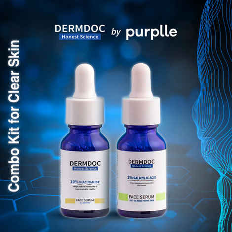 DERMDOC Combo Kit for Clear Skin | 2% Salicylic Acid Face Serum (30 ml) | 10% Niacinamide Face Serum (30 ml) | oily skin | acne prone skin | Skin Brightening