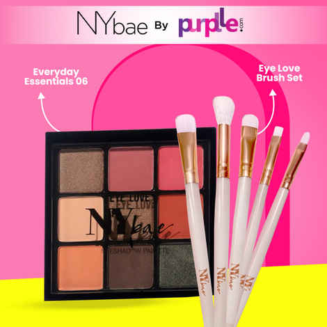NY Bae Eye Love Eyeshadow Palette - Everyday Essentials 06 (9 gm) | Eye Love Brush Set Combo