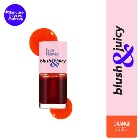 Buy Blue Heaven Blush & Juicy Lip & Cheek Tint Infused with Pomegranate & Strawberry Extract | Multipurpose 3 in 1 Lip Tint | Long Lasting, Water Proof & Hydrating Liquid Blush | Orange Juice, 9 ml - Purplle