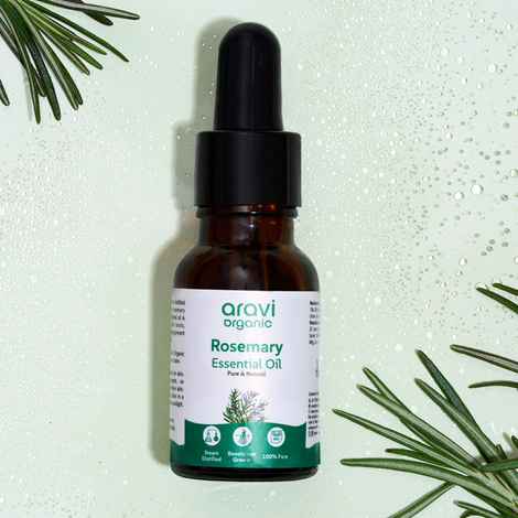 Aravi Organic Rosemary Essential Oil | 100% Pure & Natural | Promotes Hair Growth, Reduces Hair Fall, Strengthens Roots, Nourishes Scalp & Skin | For Men & Women | 15 ml