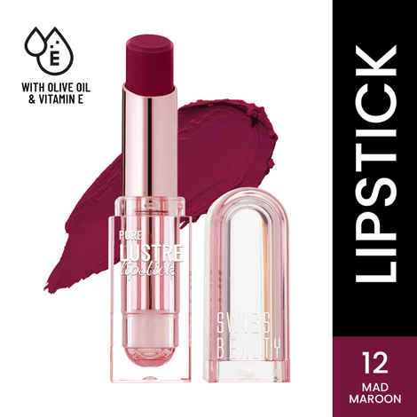 Buy Swiss Beauty Pure Lustre Lipstick | High Shine Finish | Smooth Glide | With Olive Oil & Vitamin E | Hydrating 12 Mad Maroon | 3.8 gm - Purplle