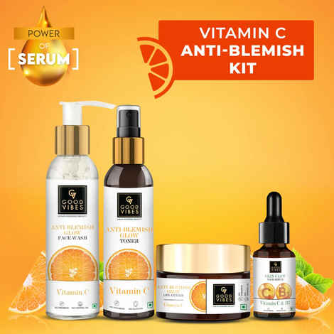 Good Vibes Anti Blemish Vitamin C CTSM Combo (Set of 4) (Face wash 120 ml + Toner 120 ml + Serum 15 ml + Moisturizer 50 gm )