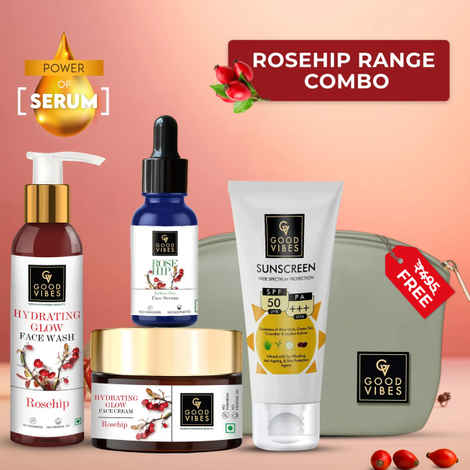 Buy Good Vibes Radiant Glow Vitamin C CSMS Combo (Set of 4) (Facewash 120ml + Serum 10ml + Moisturizer 50g + Sunscreen 50 gm) - Purplle