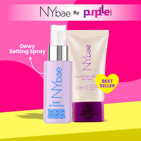 NY Bae Long Lasting Glow Lock Combo | Pink Strobe Cream (30 gm) | Dewy Setting Spray (100 ml) | Glowing Korean Skin | Haluronic Acid Infused | NY Bae Makeup Kit | Glow Combo