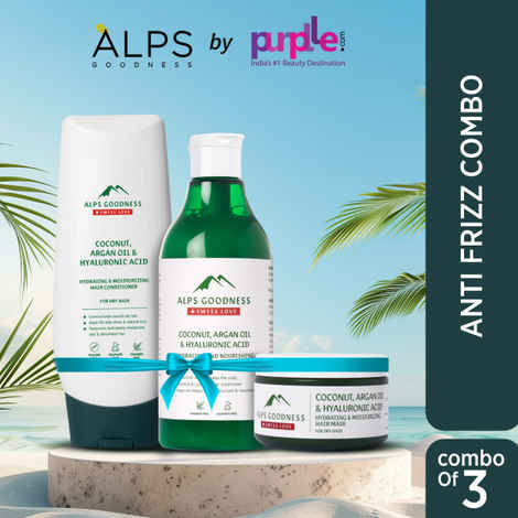 Buy Alps Goodness Anti Frizz Combo with Coconut, Argan Oil & Hyaluronic Acid Powered Shampoo (290 ml), Conditioner (200 ml) & Hair Mask (175 gm) - Purplle