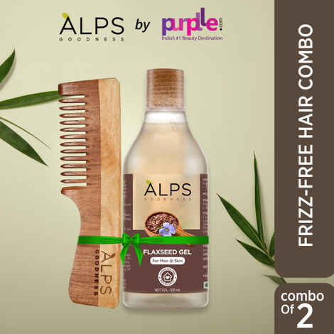 Alps Goodness Frizz-Free Hair Combo with Flaxseed Gel 300 ml & 100% Natural Neem Comb (Pack of 1)