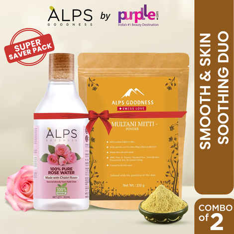 Buy Alps Goodness Smooth & Skin Soothing Duo with Multani Mitti (150 gm) & Rose Water (300 ml) | For Deep Cleansing & Pore Minimizng | Provides Even Tone Skin - Purplle
