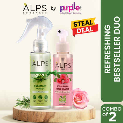 Alps Goodness Refreshing Bestseller Duo - Set of 2 | Rosemary Water (100 ml) & 100% Pure Rose Water (100 ml) | Bestselling Sprays | Cooling & Refreshing |Hair Growth Expert |100% Natural Toner