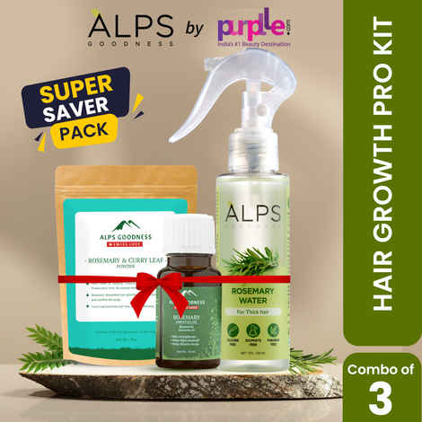 Buy Alps Goodness Rosemary Hair Growth Pro Kit (Pack of 3) | Rosemary & Curry Leaf Powder (50 gm), Rosemary Water (100 ml) & Rosemary Essential Oil (10 ml) | Thick-Long Hair | Face & Hair Mask - Purplle