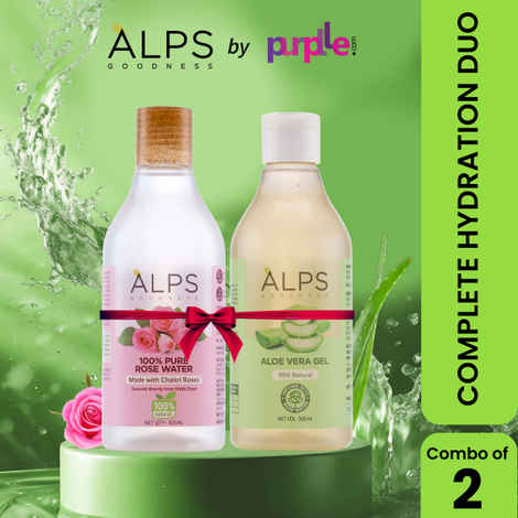 Buy Alps Goodness Complete Hydration Duo with 100% Natural Rose Water (300 ml) & Aloe Vera Gel (300 ml) - Purplle