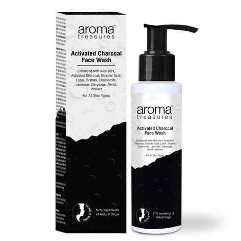 Buy Aroma Treasures Activated Charcoal Detox Face Wash For Glowing Skin, Healthy and Radiant Complexion, Pollution Clear Face Wash Enhanced with Aloe Vera, Glycolic Acid, Lotus, Brahmi, Chamomile - 100 ml - Purplle