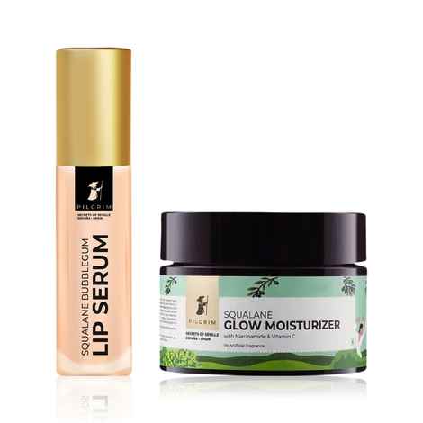 Buy Pilgrim Squalene Winter Care Combo (Bubblegum Lip Serum Roll on(6 ml) + Glow Face Moisturiser (50 gm) - Purplle