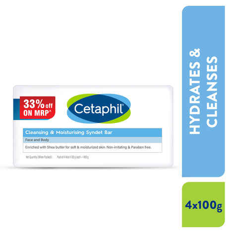 Cetaphil Cleansing Moisturizing Syndet Bar - (4x100 gm)