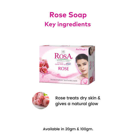 ROSA Transparent Rose Bathing Bar 100 gm I Pack of 6, Unisex