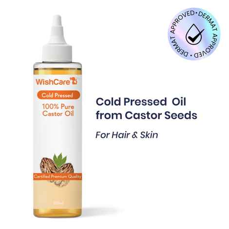Buy WishCare 100% Pure Cold Pressed Castor Oil For Healthy Hair & Skin|Strengthens Hair Roots|Mosturizes & Nourishes Skin|For Men & Women|200 ml - Purplle