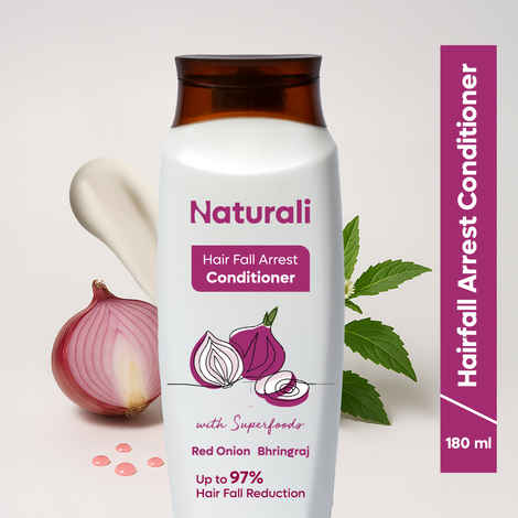 Naturali Hairfall Arrest Conditioner with Red Onion & Bhringraj | Reduces Hairfall | Conditioner for Women & Men,180 ml