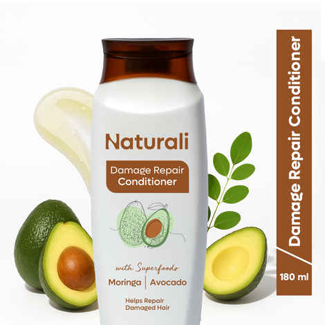 Naturali Damage Repair Conditioner with Moringa Oil & Avocado | Nourishes & Revitalizes | Hair Conditioner for Dry Frizzy Hair,180 ml