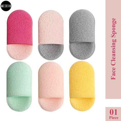 MeSkin Deep Pore Cleansing Facial Sponge - Egg Shape Puff (Assorted Colors, Pack of 1)
