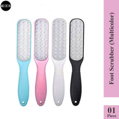 MeSkin Foot File Callus Remover - Pedicure Foot Scrubber with Stainless Steel File and Sandpaper for Home Foot Care - Effective Foot Rasp for Cracked Heel and Corn Removal (Assorted Colors, Pack of 1)