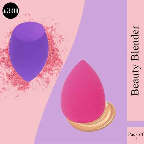 Meskin Premium Beauty Blender Makeup Puff Sponge Pack of 2 (Assorted Shape & Color) 15gm