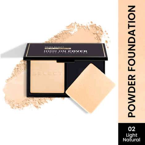 Buy Swiss Beauty Select High On Cover Powder Foundation with Sponge | Waterproof & Oil Controlling|16-Hour Wear -2 Light Natural 5.5 gm - Purplle