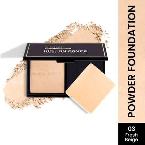 Buy Swiss Beauty Select High On Cover Powder Foundation with Sponge | Waterproof & Oil Controlling|16-Hour Wear-3 Fresh Beige 5.5 gm - Purplle