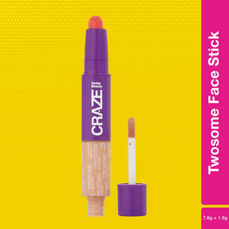 Swiss Beauty CRAZE Twosome Face Stick 2-in-1 Beauty Wand: Concealer + Blush 4-Deep/ Pink 7.6 + 1.8 gm