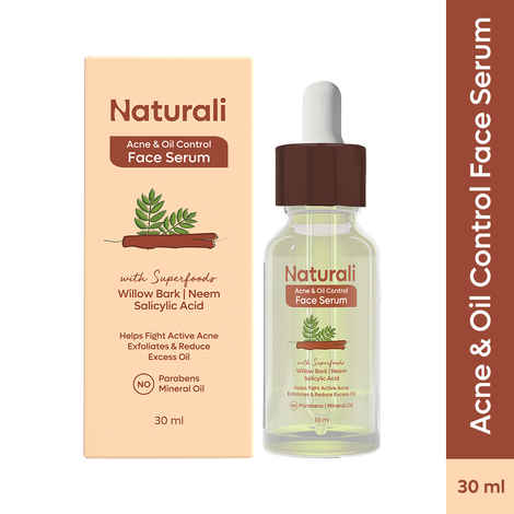 Naturali Acne & Oil Control Face Serum With Willow Bark, Neem & Salicylic Acid Fights Active Acne 30 ml