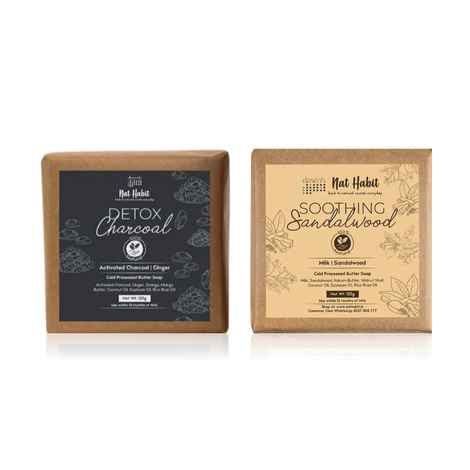 Buy Nat Habit Fresh Activated Charcoal & Sandalwood Soaps Combo - Combo of 2 - Purplle