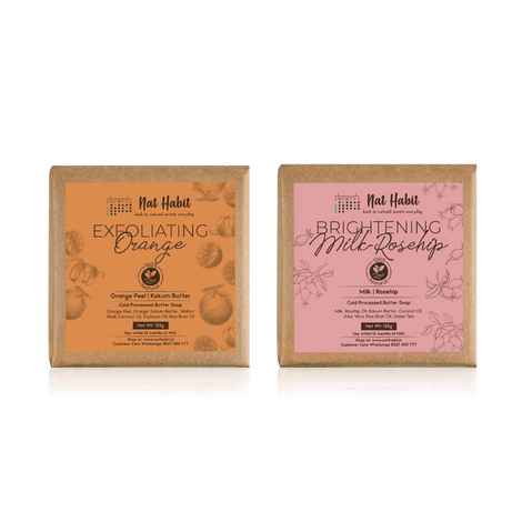 Buy Nat Habit Set of Brightening Milk Rosehip & Exfoliating Orange Bath Soaps Combo - Purplle