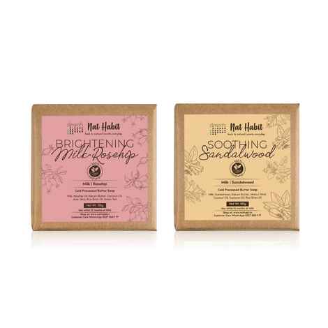 Buy Nat Habit Fresh Brightening Milk Rosehip and Soothing Sandalwood Soaps Combo - Combo of 2 - Purplle