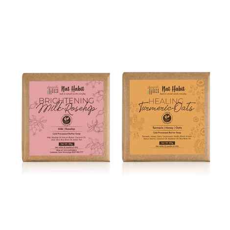 Buy Nat Habit Fresh Brightening Milk Rosehip and Healing Turmeric Oats Soaps Combo - Combo of 2 - Purplle