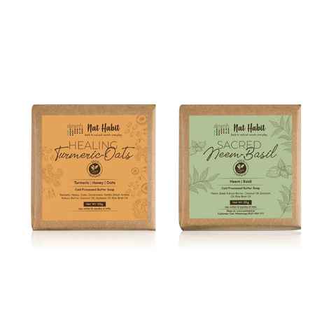 Buy Nat Habit Fresh Sacred Neem Basil & Healing Turmeric Oats Soaps Combo - Combo of 2 - Purplle