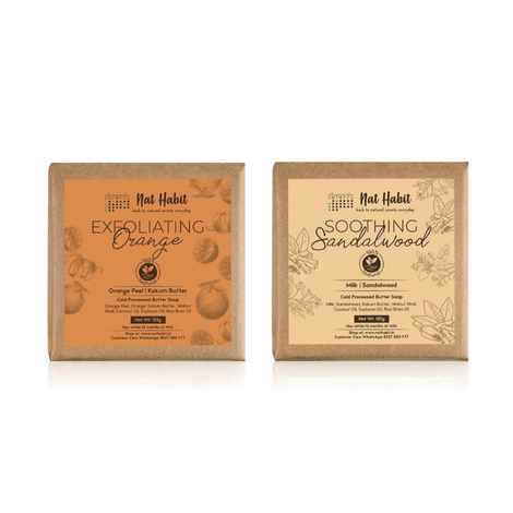 Buy Nat Habit Fresh Exfoliating Orange & Soothing Sandalwood Soaps Combo - Combo of 2 - Purplle