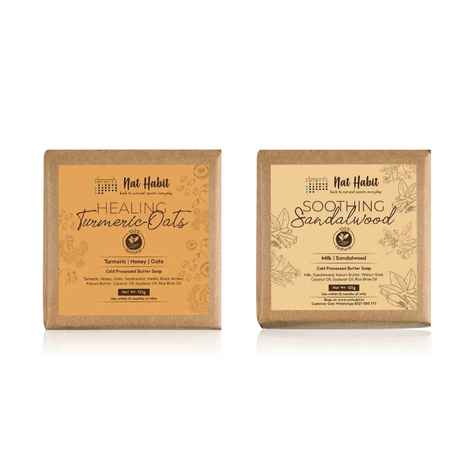 Buy Nat Habit Fresh Healing Turmeric Oats & Soothing Sandalwood Soaps Combo - Combo of 2 - Purplle