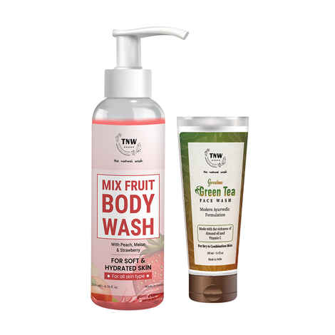 Buy Combo of 2- Mix Fruit Body Wash 200ml + Green Tea Face Wash 100ml - Purplle