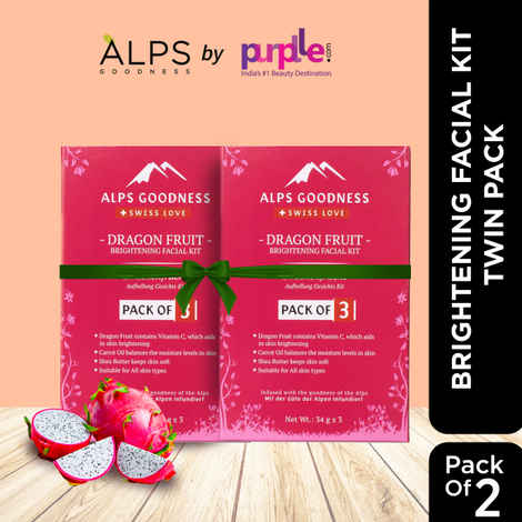 Buy Alps Goodness Dragon Fruit Brightening Facial Kit Twin Pack (34 gm X 2)| Glowing & Hydrated Skin | At Home Facial - Purplle