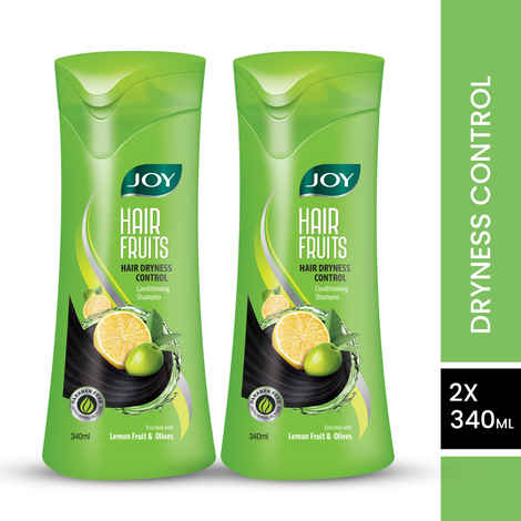 Buy Joy Hair Fruits Hair Dryness Control Conditioning Shampoo Enriched with Lemon & Olives (Pack of 2 X 340ml) - Purplle