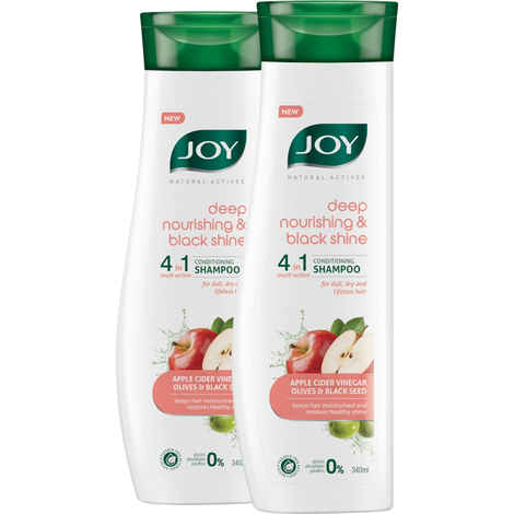 Buy Joy Natural Actives Deep Nourishing & Black Shine 4 in 1 Multi Action Conditioning Shampoo (Pack of 2 X 340ml) - Purplle