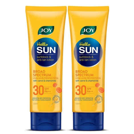 Buy Joy Hello Sun Sunblock and Anti Tan Lotion Sunscreen SPF 30 PA++ (2 X 120ml) - Pack of 2 - Purplle