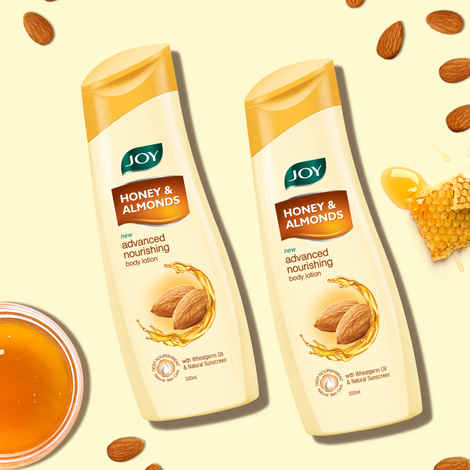 Buy Joy Honey & Almonds Advanced Nourishing Body Lotion (300 ml x 2) | Enriched With Shea Butter | Long Lasting 48 hours Moisture | Natural Sunscreen Filters | Suitable for Normal to Dry Skin - Purplle