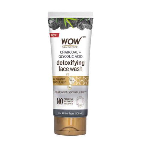Buy WOW Skin Science Charcoal & Glycolic Acid Face Wash for Clear Skin- 100 ml Tube - Purplle