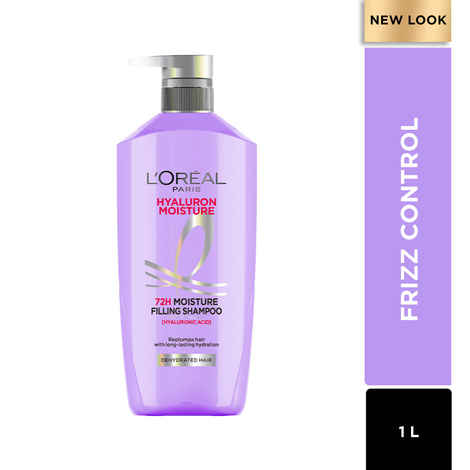 L'Oreal Paris Hyaluron Moisture 72HR Moisture Filling Shampoo powered by Hyaluronic Acid, for Frizz-free, Hydrated and Bouncy Hair Full of Life | 1000ml