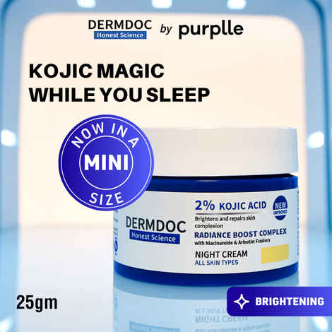 DERMDOC 2% Kojic Acid Glow Fusion Formula Night Cream (25 gm) | Skin Brightening I Targets Pigmentation I With Niacinamide & Alpha Arbutin