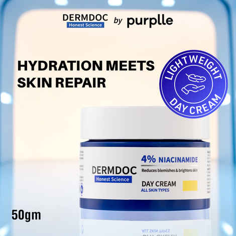 DERMDOC 4% Niacinamide Day Cream (50 gm) | Ultra Lightweight Gel-Based Texture | Oily Skin Friendly | Glow Boosting & Skin Brightening | Face Cream