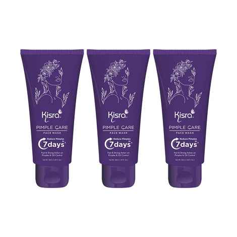 Buy Kisra Pimple Care Face Wash with AHA, BHA, Tea Tree & Neem | Remove Acne, Pimples & Dark Spots For All Skin Types – 50 ML (Pack of 3) - Purplle