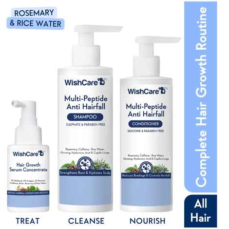 Buy Wishcare Hair Growth Serum Concentrate + Multi Peptide Anti Hairfall Shampoo & Conditioner Duo - Combo of 3 - Purplle