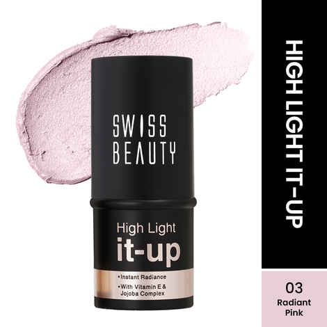 Swiss Beauty High Light It-Up Highlighter | With Vitamin E & Jojoba Complex | Instant Radiant Glow | Long-Lasting | Creamy & Blendable | Twist-Up Format -Radiant Pink 8 gm