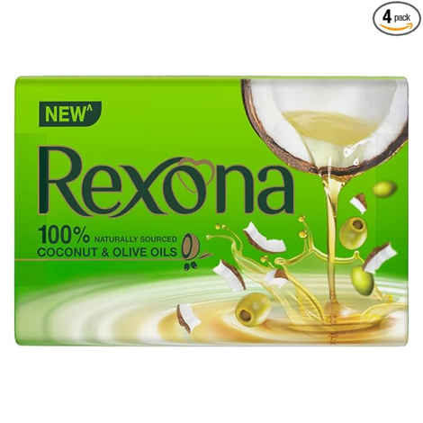 Rexona Coconut and Olive Oil Soap For Silky Smooth Skin, 4X75 gm