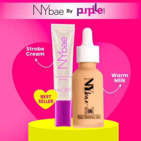 NY Bae Strobe Skin Tint Combo - Fair Skin | Strobe Pink Topaz (12 gm) | Warm Milk Foundation 09 (30 ml)| Skin Tint | Glowy Korean Skin | Fair Skin Tone | Everyday Makeup Kit - Combo of 2